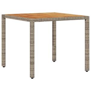 vidaXL aialaud akaatsiapuidust plaadiga, hall, 80x80x75 cm, PE-rotang