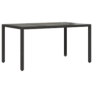 vidaXL aialaud klaasplaadiga, must, 150x90x75 cm pol&uuml;rotang