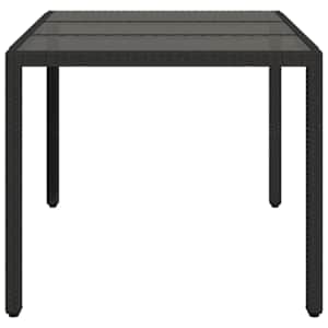 Zahradní stůl se skleněnou deskou černý 150x90x75 cm polyratan - obrázek 5