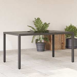 Zahradní stůl se skleněnou deskou černý 150x90x75 cm polyratan - obrázek 1