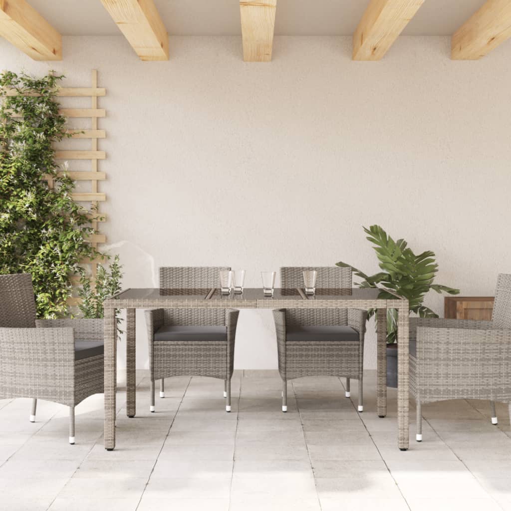 Thumbnail - vidaXL Gartentisch mit Glasplatte Grau 150x90x75 cm Poly Rattan