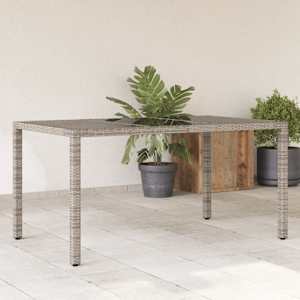 Zahradní stůl se skleněnou deskou šedý 150x90x75 cm polyratan - obrázek 1