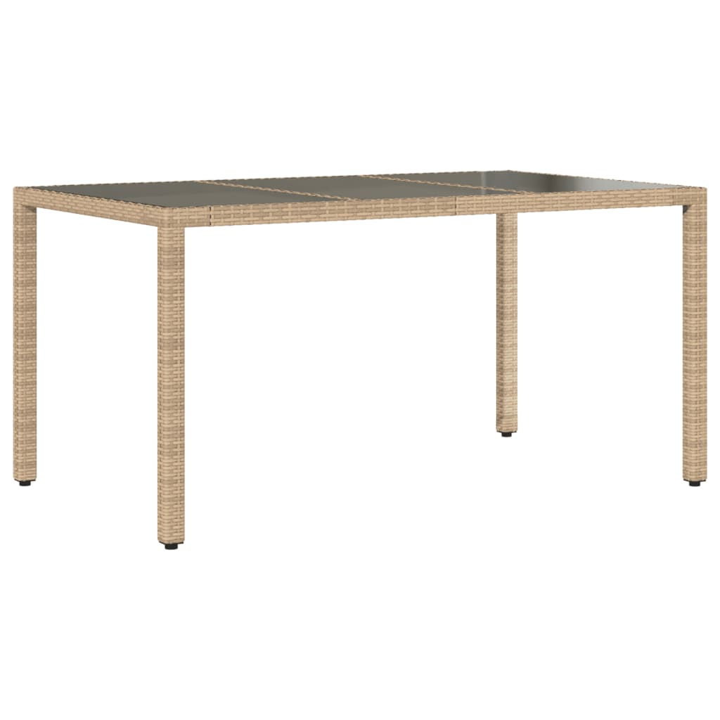 vidaXL Zahradní stůl se skleněnou deskou béžový 150x90x75 cm polyratan