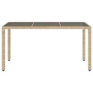 Zahradní stůl se skleněnou deskou béžový 150x90x75 cm polyratan - obrázek 4