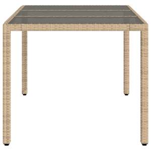 Zahradní stůl se skleněnou deskou béžový 150x90x75 cm polyratan - obrázek 5