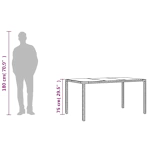 Zahradní stůl se skleněnou deskou béžový 150x90x75 cm polyratan - obrázek 10