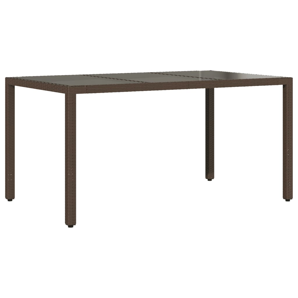 vidaXL Zahradní stůl se skleněnou deskou hnědý 150x90x75 cm polyratan