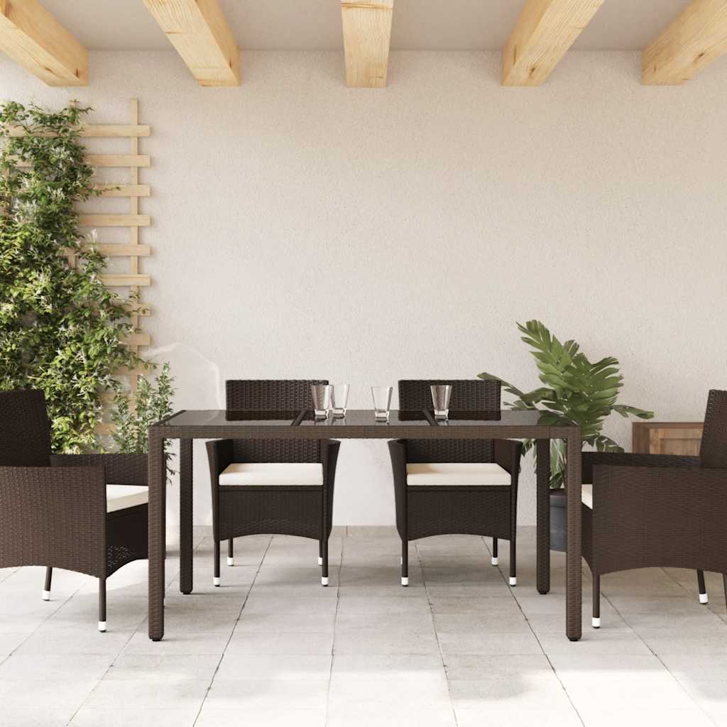 Thumbnail - vidaXL Gartentisch mit Glasplatte Braun 150x90x75 cm Poly Rattan