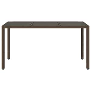 Zahradní stůl se skleněnou deskou hnědý 150x90x75 cm polyratan - obrázek 4