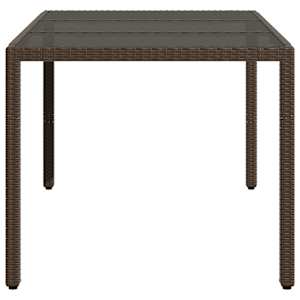Zahradní stůl se skleněnou deskou hnědý 150x90x75 cm polyratan - obrázek 5