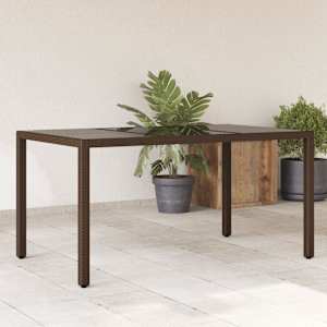 Zahradní stůl se skleněnou deskou hnědý 150x90x75 cm polyratan - obrázek 1