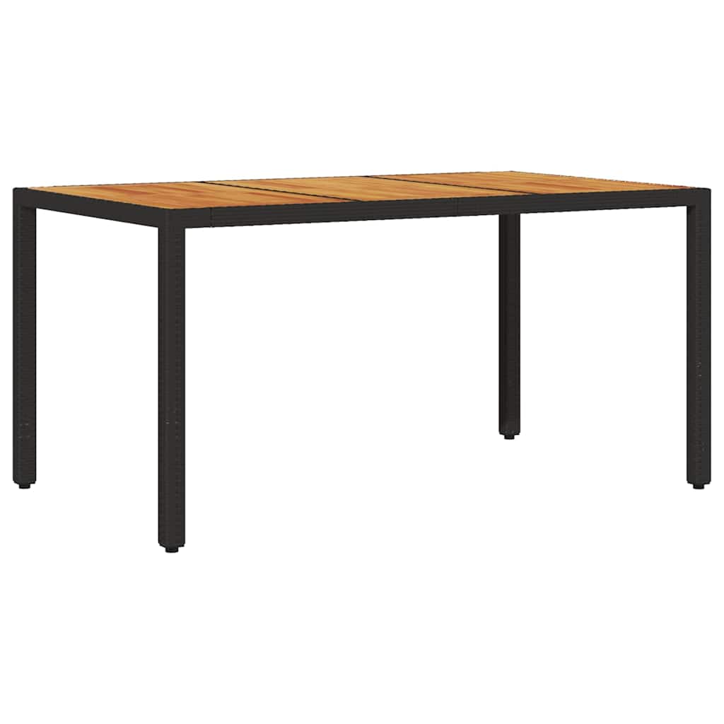 vidaXL Zahradní stůl s akáciovou deskou černý 150x90x75 cm polyratan