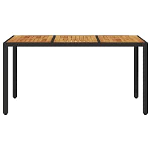 Zahradní stůl s akáciovou deskou černý 150x90x75 cm polyratan - obrázek 4