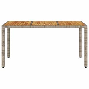 Zahradní stůl s akáciovou deskou šedý 150x90x75 cm polyratan - obrázek 4