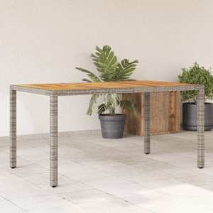 Zahradní stůl s akáciovou deskou šedý 150x90x75 cm polyratan - obrázek 1