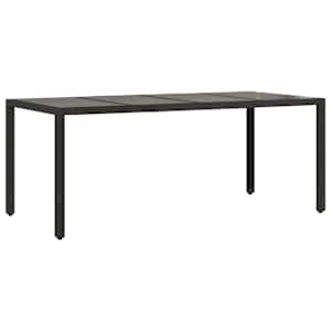 vidaXL aialaud klaasplaadiga, must, 190x90x75 cm, pol&uuml;rotang