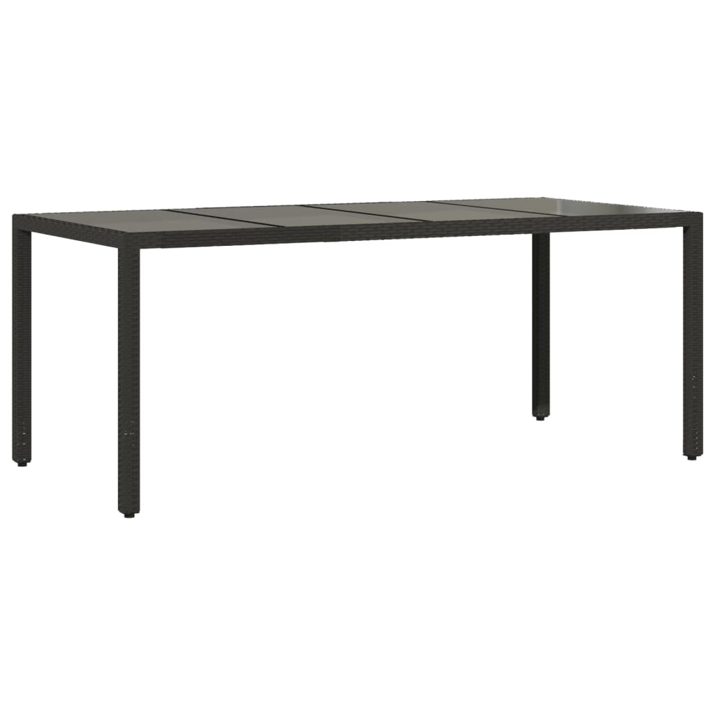 vidaXL Zahradní stůl se skleněnou deskou černý 190x90x75 cm polyratan