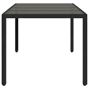 Zahradní stůl se skleněnou deskou černý 190x90x75 cm polyratan - obrázek 5