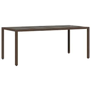 vidaXL aialaud klaasplaadiga, pruun, 190 x 90 x 75 cm, pol&uuml;rotang