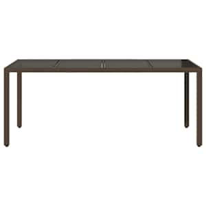 Zahradní stůl se skleněnou deskou hnědý 190x90x75 cm polyratan - obrázek 4