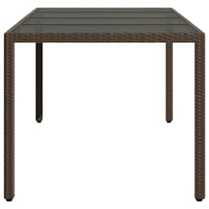 Zahradní stůl se skleněnou deskou hnědý 190x90x75 cm polyratan - obrázek 5