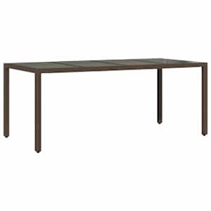 Zahradní stůl se skleněnou deskou hnědý 190x90x75 cm polyratan - obrázek 6