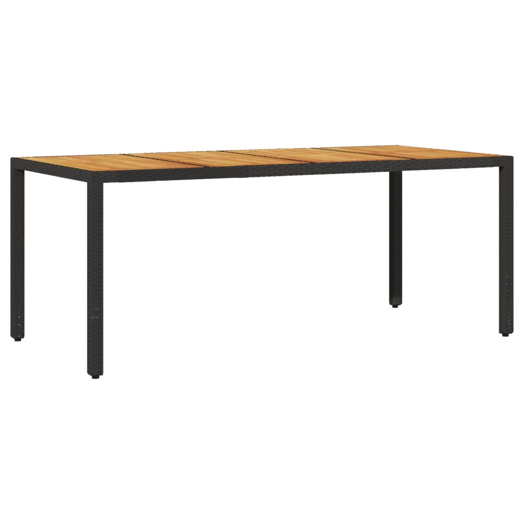 vidaXL Zahradní stůl s akáciovou deskou černý 190x90x75 cm polyratan