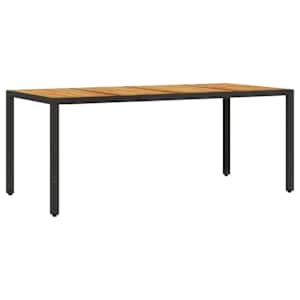 Zahradní stůl s akáciovou deskou černý 190x90x75 cm polyratan - obrázek 6