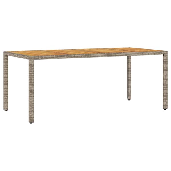 vidaXL aialaud akaatsiapuidust plaadiga, hall, 190x90x75 cm, PE-rotang