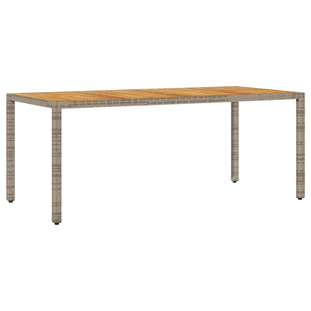 vidaXL Zahradní stůl s akáciovou deskou šedý 190x90x75 cm polyratan