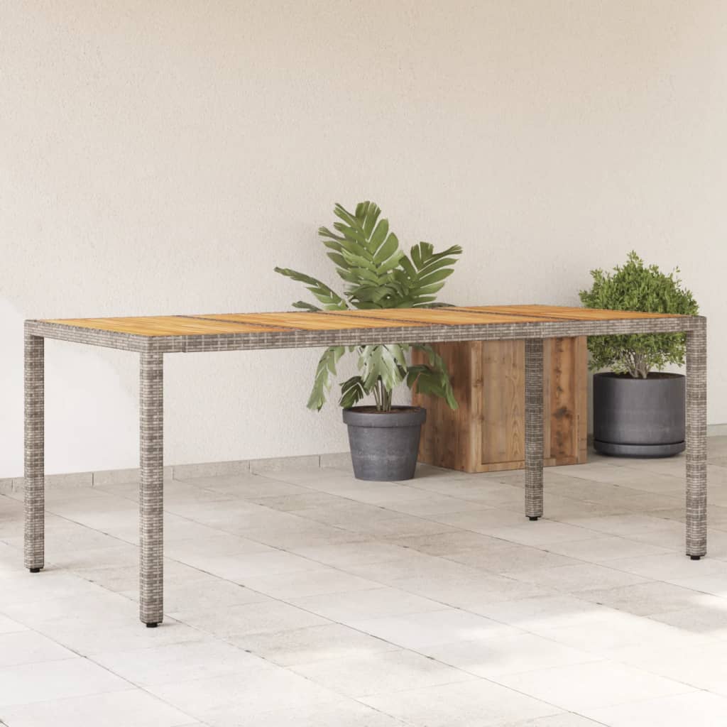 vidaXL Gartentisch mit Akazienholz-Platte Grau 190x90x75cm Poly Rattan