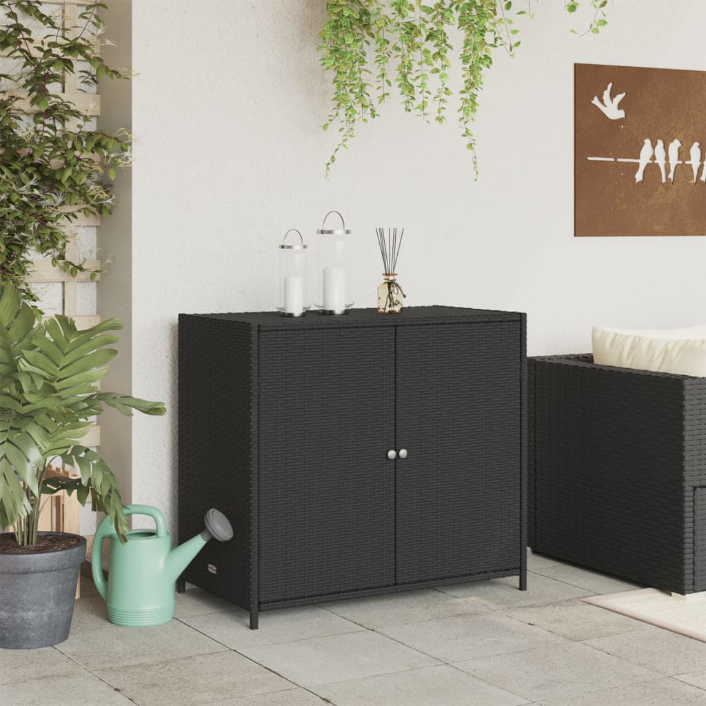 vidaXL fekete polyrattan kerti tárolószekrény 83 x 45 x 76 cm
