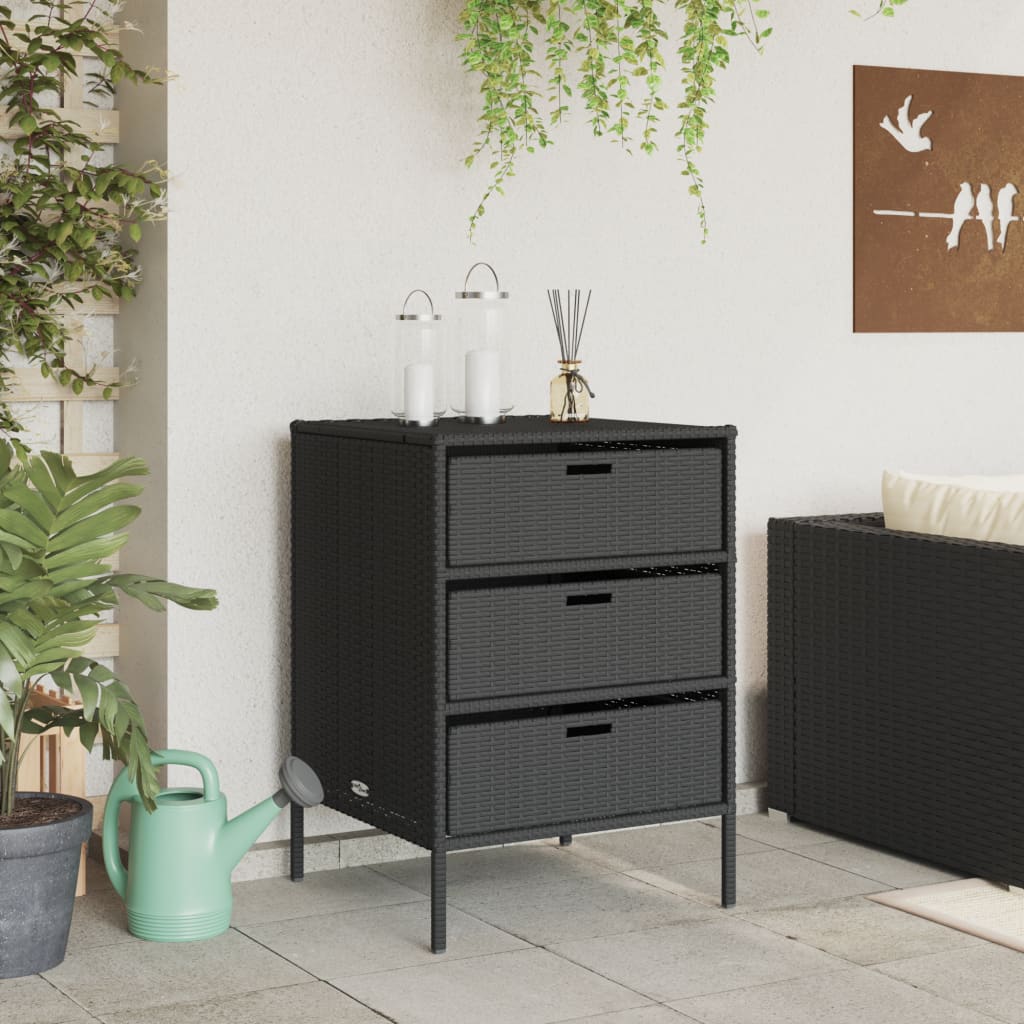 vidaXL fekete polyrattan kerti tárolószekrény 55 x 59 x 80 cm