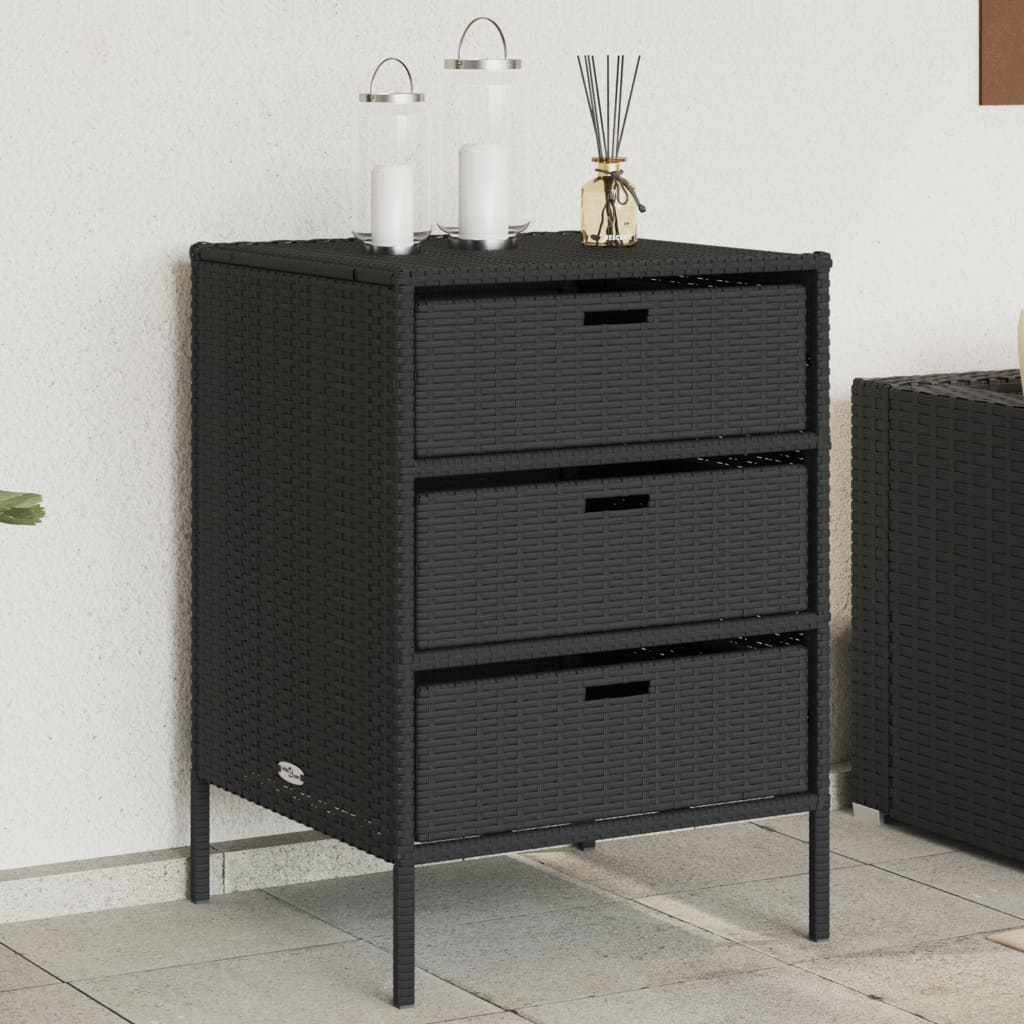 vidaXL Garden Storage Cabinet Black 55x59x80 cm Poly Rattan