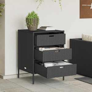 Vrtna omara za shranjevanje črna 55x59x80 cm poli ratan