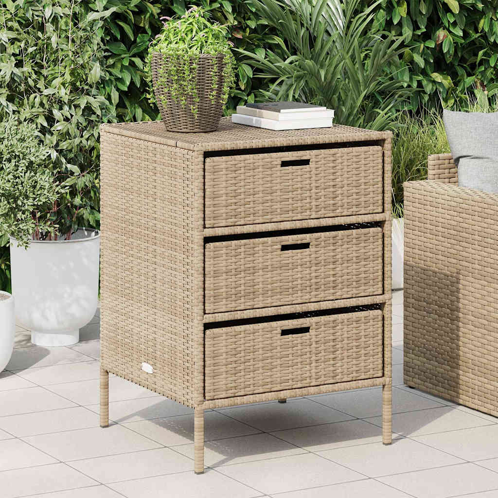 vidaXL bézs polyrattan kerti tárolószekrény 55 x 59 x 80 cm