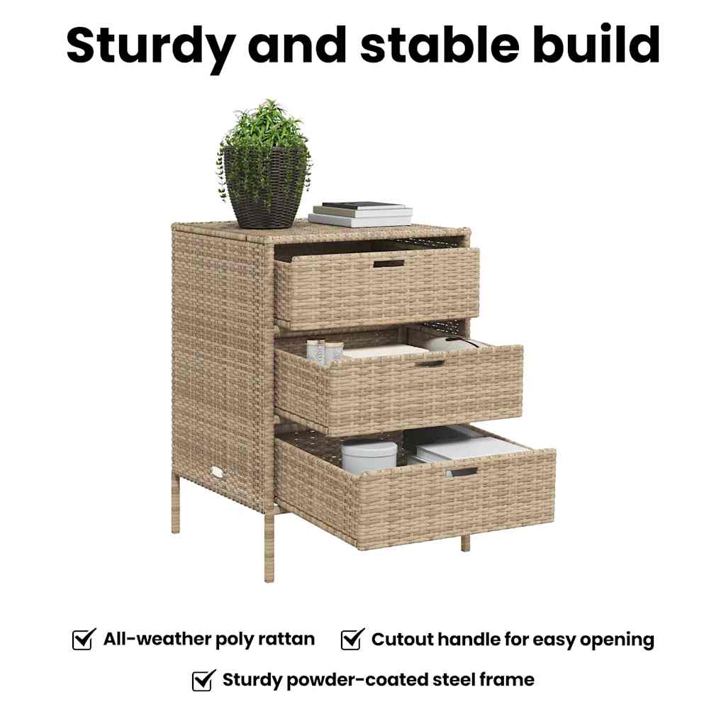 Ντουλάπι Αποθήκευσης Κήπου Beige 55x59x80 εκ. Συνθετικό Ρατάν - Image 5