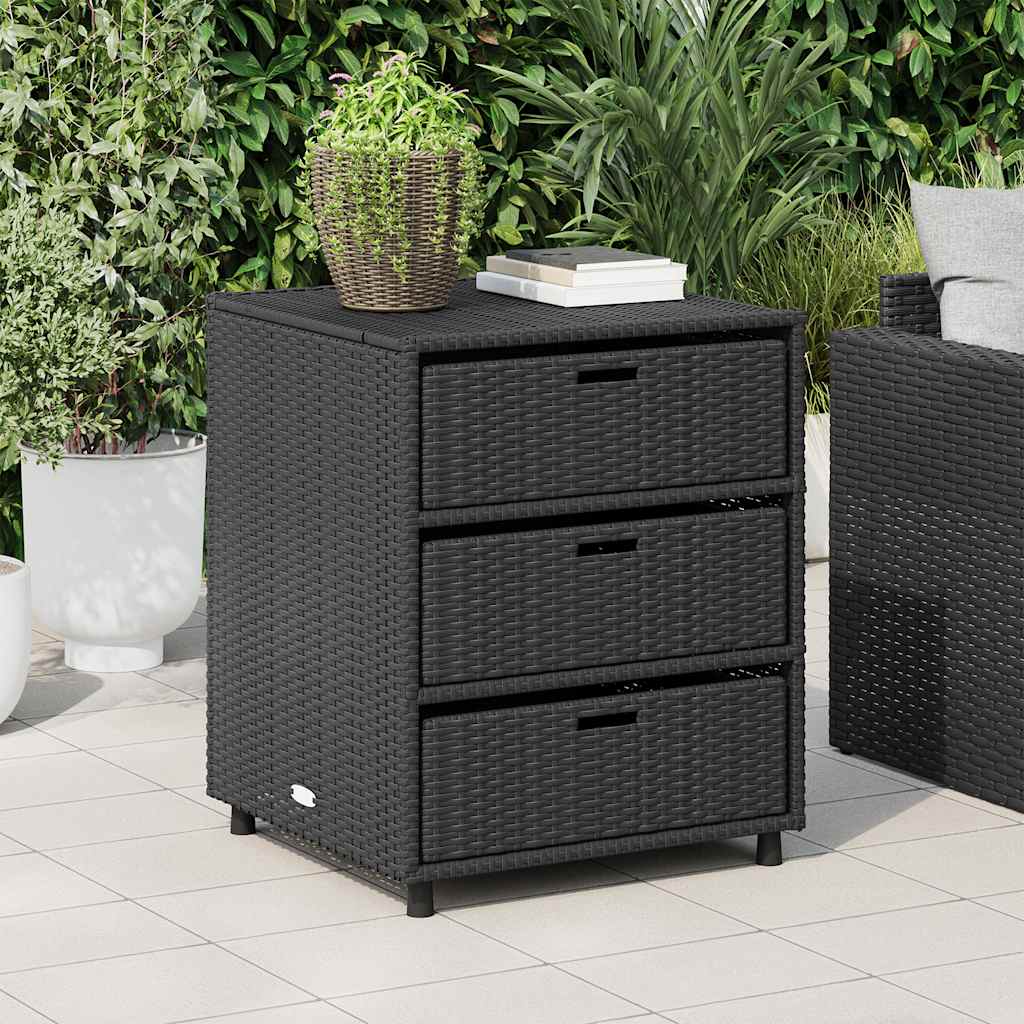 vidaXL fekete polyrattan kerti tárolószekrény 55 x 59 x 69 cm