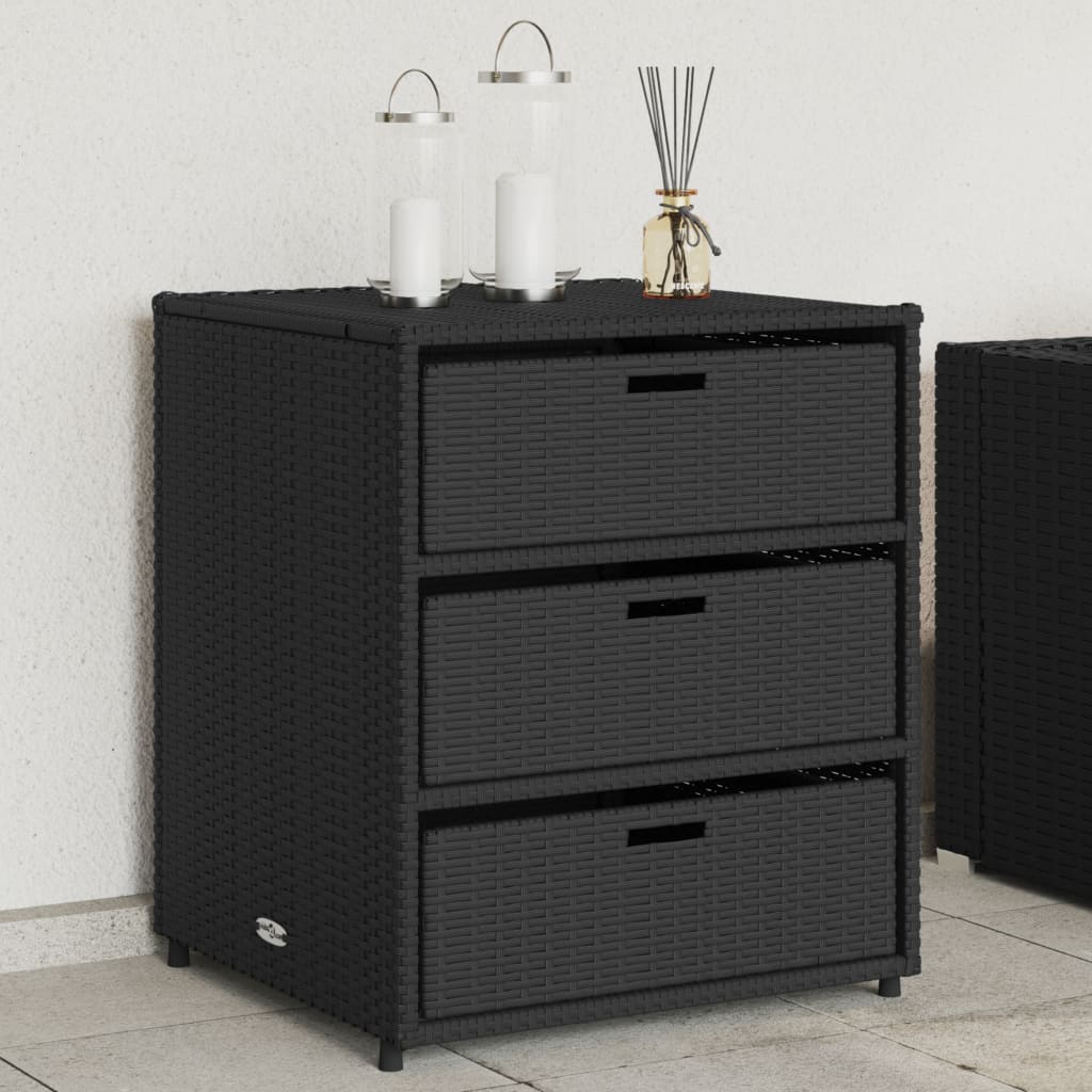 vidaXL Garden Storage Cabinet Black 55x59x69 cm Poly Rattan