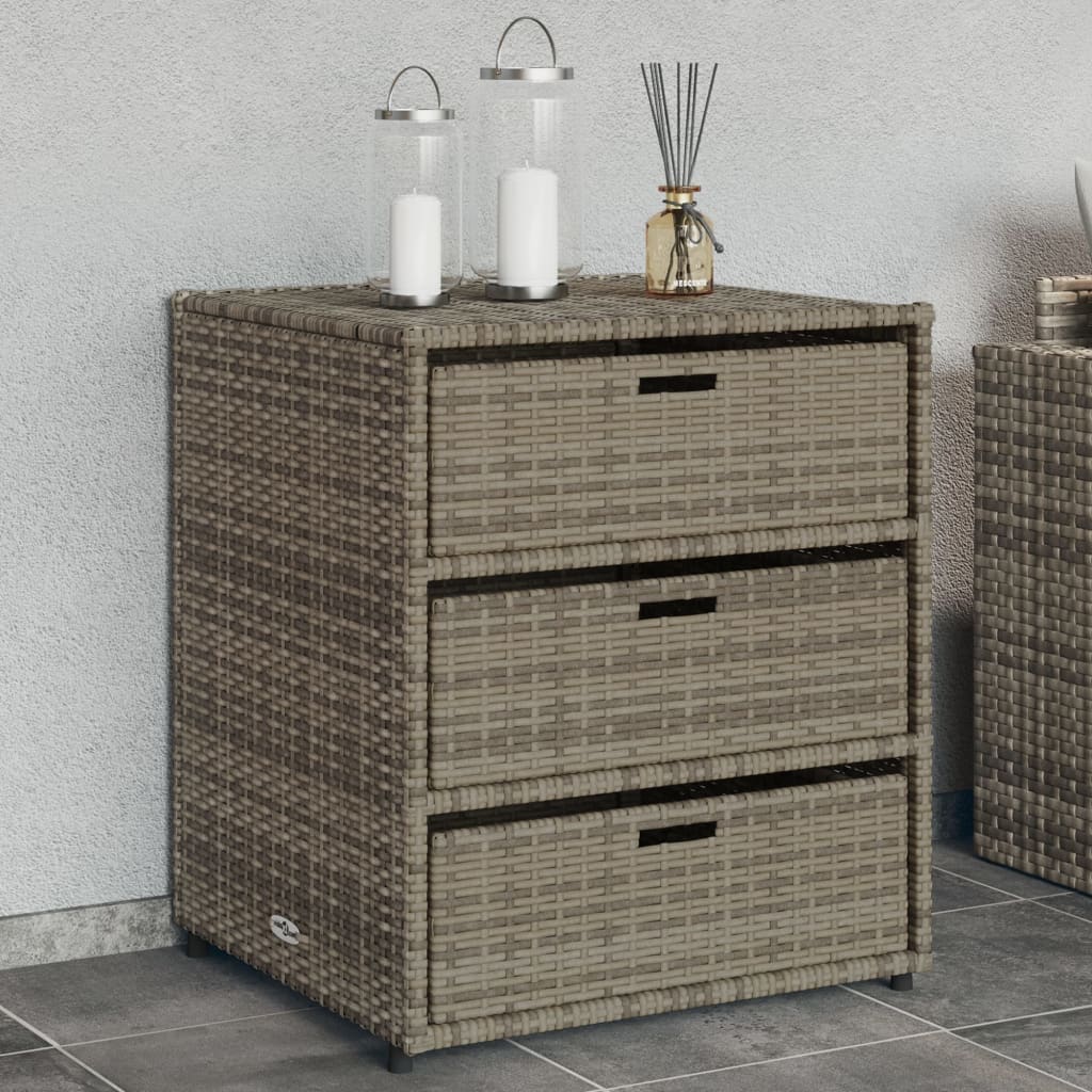 vidaXL Garden Storage Cabinet Grey 55x59x69 cm Poly Rattan