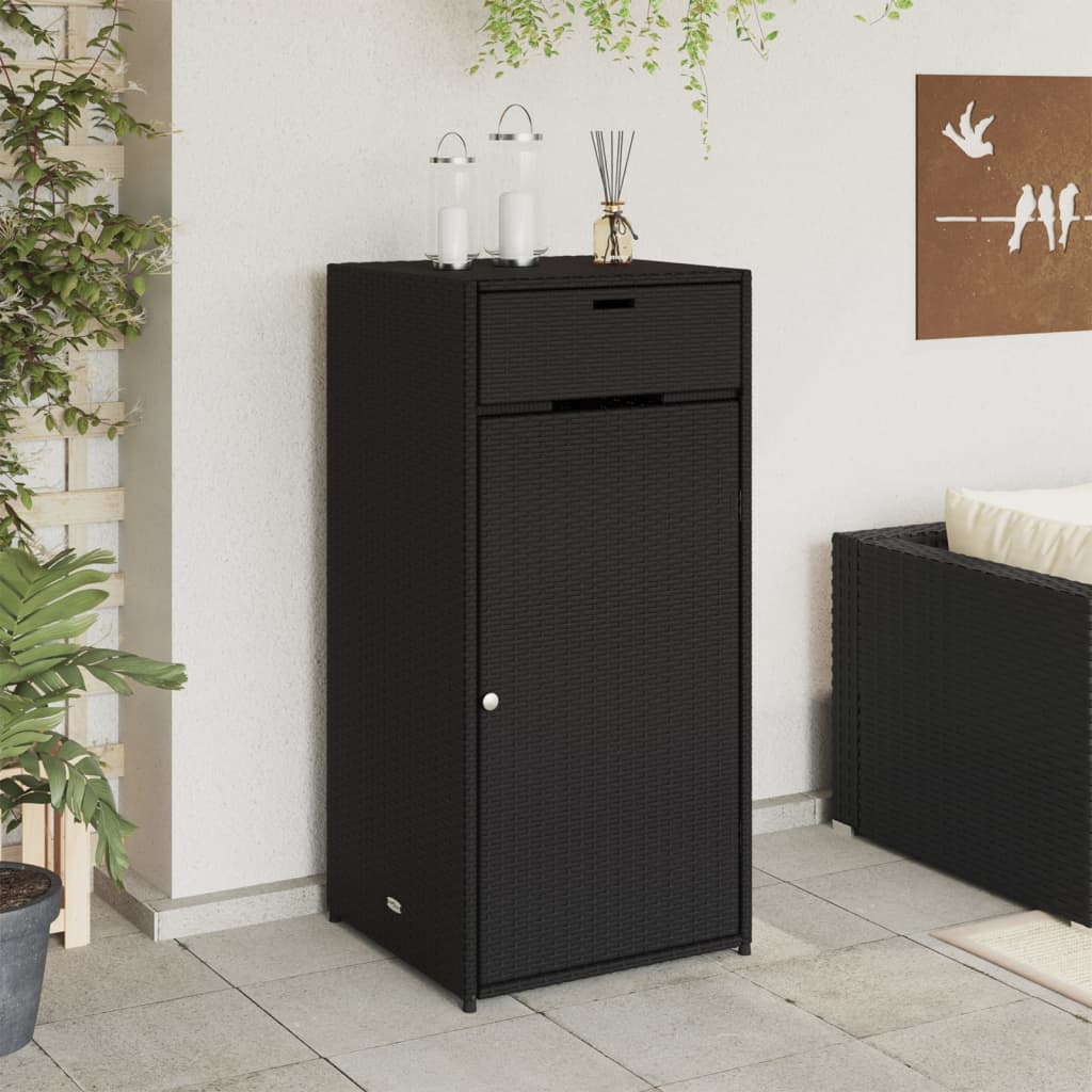 vidaXL fekete polyrattan kerti tárolószekrény 55 x 55 x 111 cm