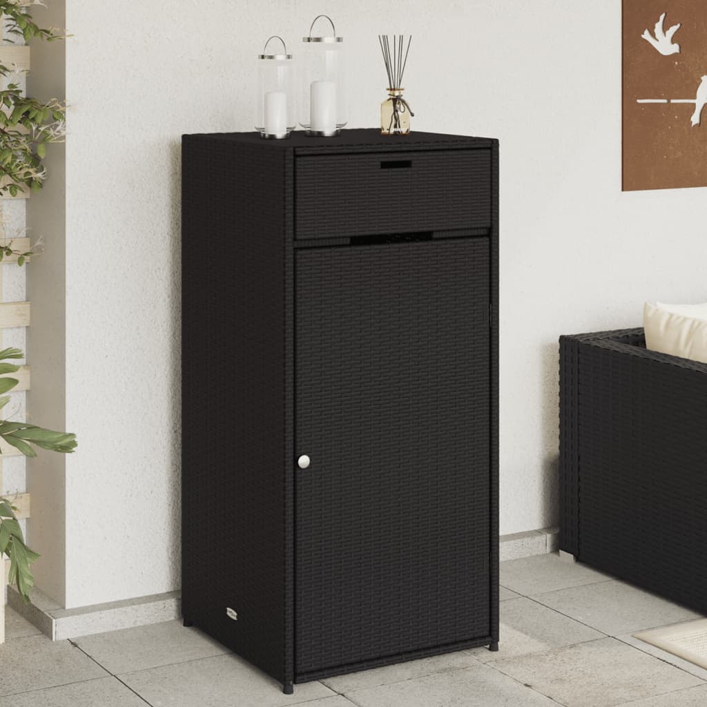 vidaXL Gartenschrank Schwarz 55x55x111 cm Poly Rattan