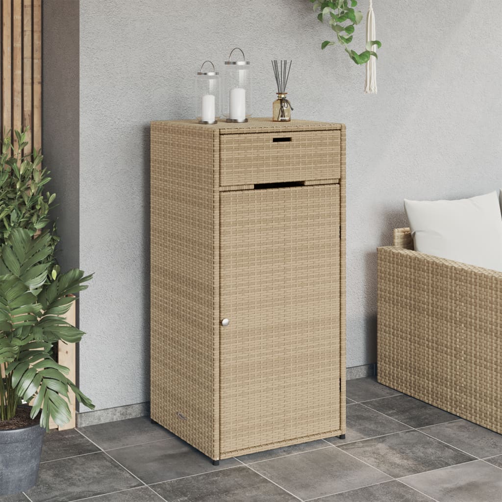 vidaXL bézs polyrattan kerti tárolószekrény 55 x 55 x 111 cm