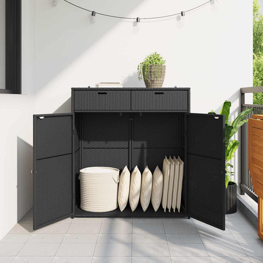 Thumbnail - vidaXL Gartenschrank Schwarz 105x55x113 cm Poly Rattan