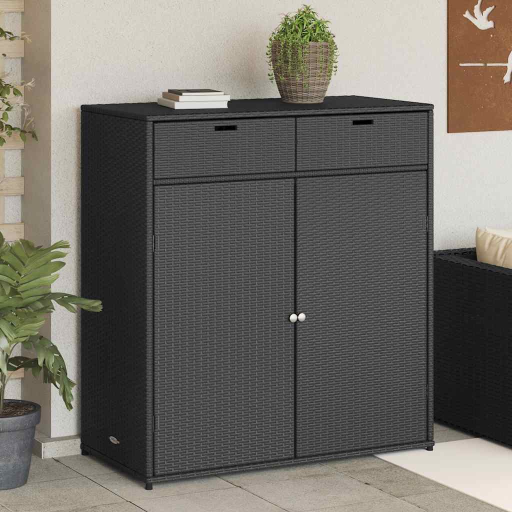 vidaXL Dulap depozitare de grădină, negru, 105x55x113 cm, poliratan