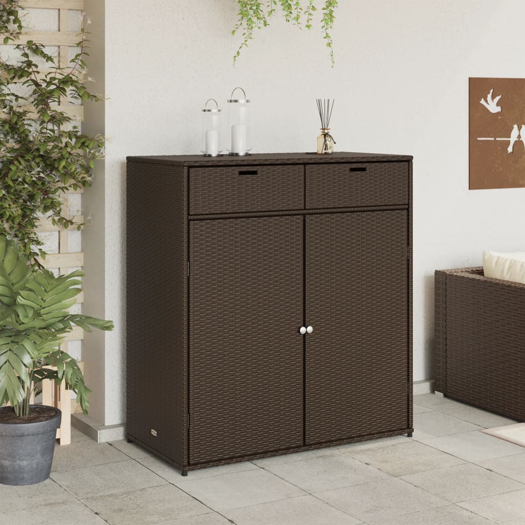 vidaXL Dulap depozitare de grădină, maro, 105x55x113 cm, poliratan
