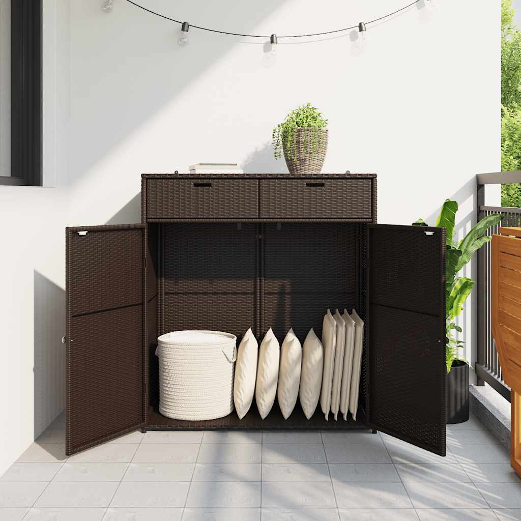 vidaXL barna polyrattan kerti tárolószekrény 105 x 55 x 113 cm