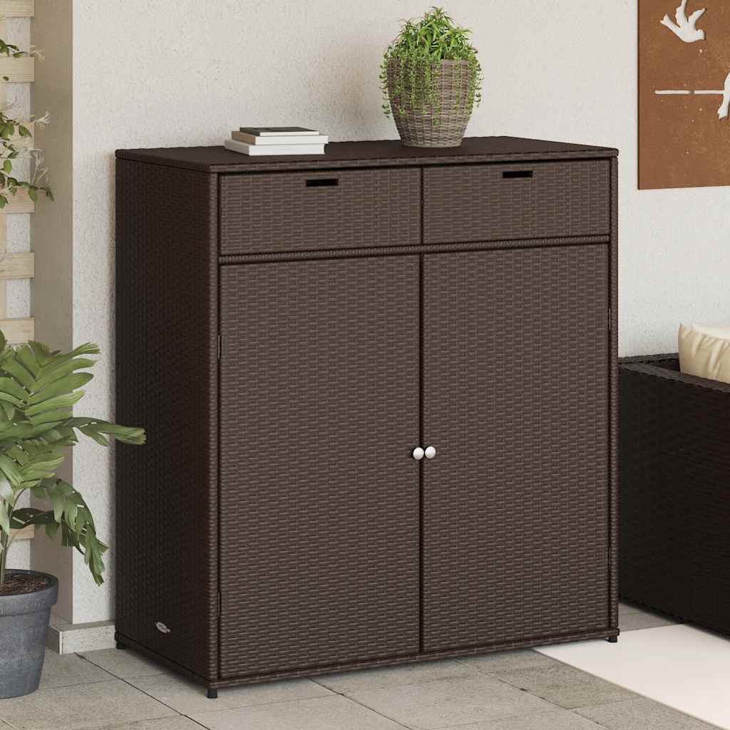 vidaXL Gartenschrank Braun 105x55x113 cm Poly Rattan
