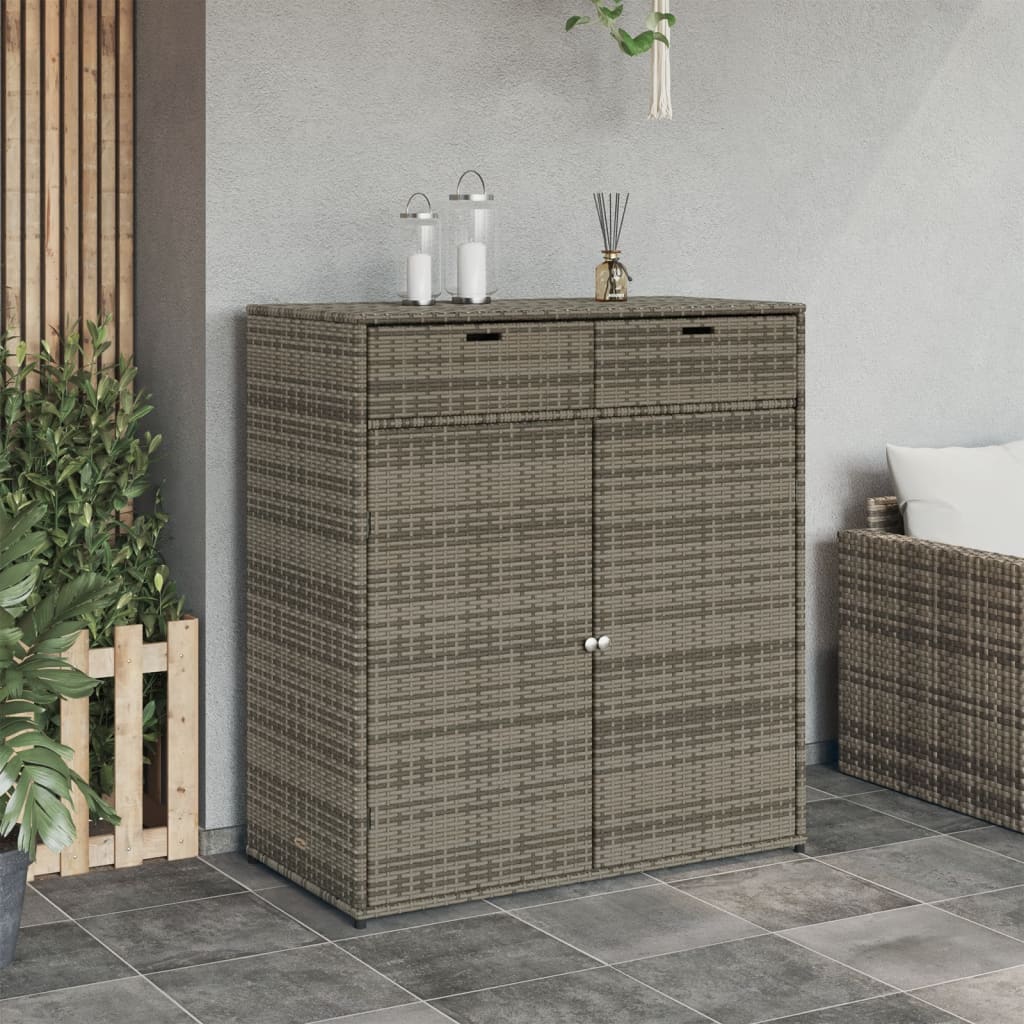 vidaXL Záhradná úložná skriňa šedá 105x55x113 cm polyratan