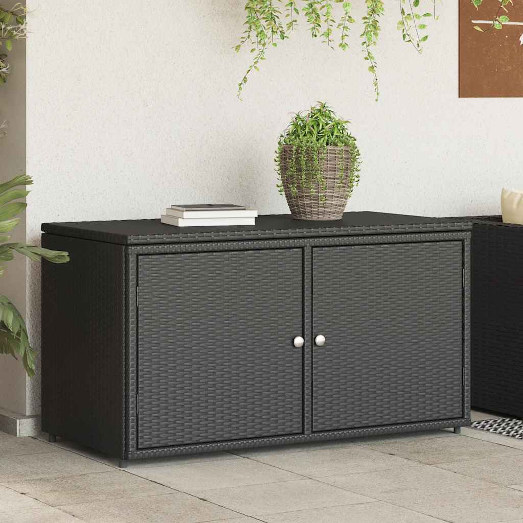 vidaXL Dulap depozitare de grădină, negru, 110x55x60,5 cm, poliratan